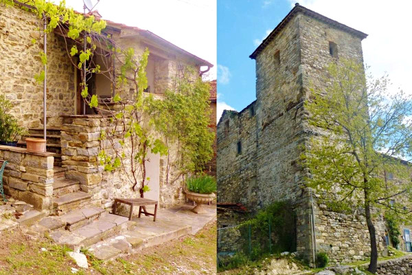 Oude toren met huisje – Arezzo, Toscane